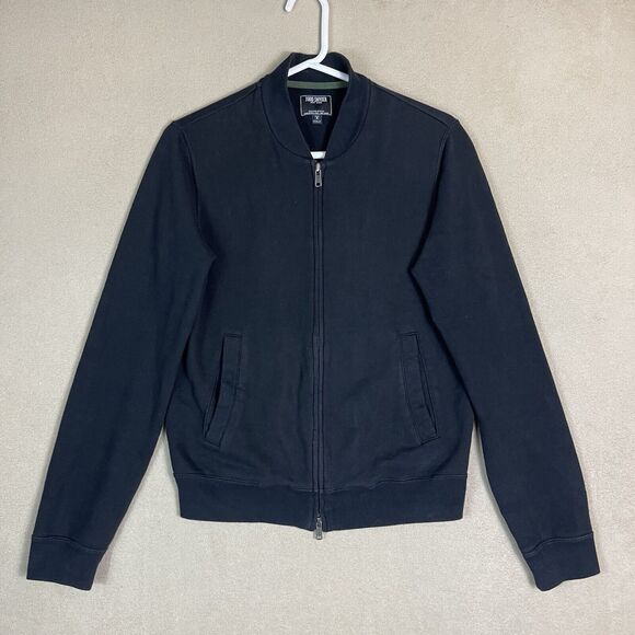 Todd Snyder Jacket Mens Small Black 2014 Varsity Full Zip Casual Logo Adult